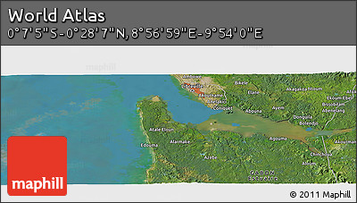Satellite Panoramic Map of the Area around 0° 10' 31" N, 9° 25' 30" E