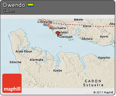 Shaded Relief Panoramic Map of Owendo