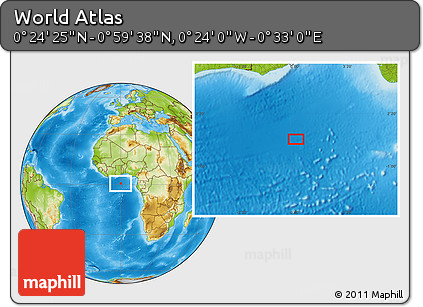 Physical Location Map of the Area around 0° 42' 2" N, 0° 4' 30" E