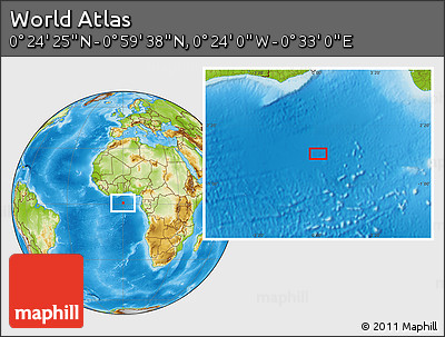 Physical Location Map of the Area around 0° 42' 2" N, 0° 4' 30" E