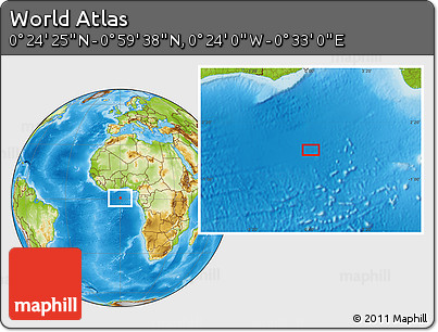 Physical Location Map of the Area around 0° 42' 2" N, 0° 4' 30" E