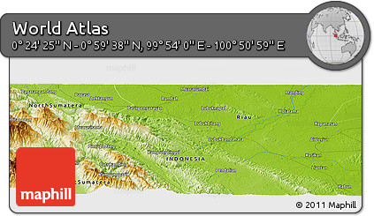 Physical Panoramic Map of the Area around 0° 42' 2" N, 100° 22' 30" E