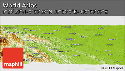 Physical Panoramic Map of the Area around 0° 42' 2" N, 100° 22' 30" E