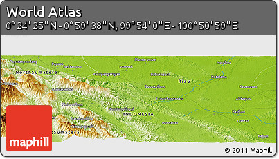 Physical Panoramic Map of the Area around 0° 42' 2" N, 100° 22' 30" E