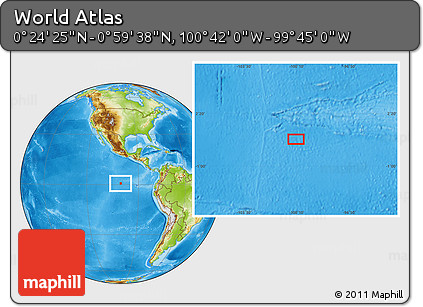 Physical Location Map of the Area around 0° 42' 2" N, 100° 13' 29" W