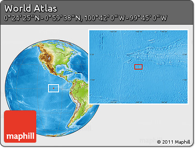 Physical Location Map of the Area around 0° 42' 2" N, 100° 13' 29" W