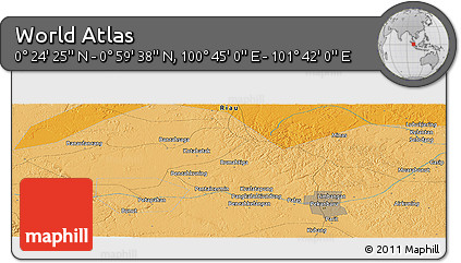 Political Panoramic Map of the Area around 0° 42' 2" N, 101° 13' 29" E