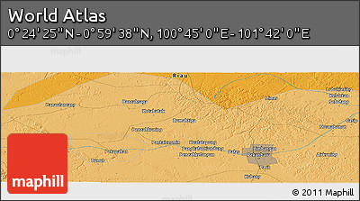 Political Panoramic Map of the Area around 0° 42' 2" N, 101° 13' 29" E