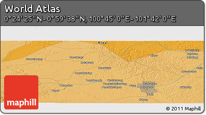 Political Panoramic Map of the Area around 0° 42' 2" N, 101° 13' 29" E
