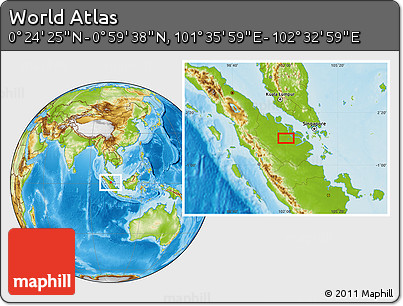 Physical Location Map of the Area around 0° 42' 2" N, 102° 4' 29" E