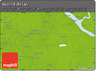 Physical Map of the Area around 0° 42' 2" N, 102° 4' 29" E