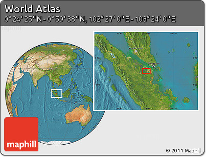 Satellite Location Map of the Area around 0° 42' 2" N, 102° 55' 30" E