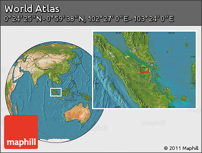 Satellite Location Map of the Area around 0° 42' 2" N, 102° 55' 30" E