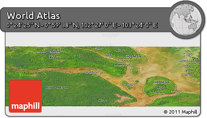 Satellite Panoramic Map of the Area around 0° 42' 2" N, 102° 55' 30" E