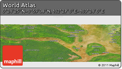 Satellite Panoramic Map of the Area around 0° 42' 2" N, 102° 55' 30" E