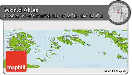 Physical Panoramic Map of the Area around 0° 42' 2" N, 103° 46' 30" E