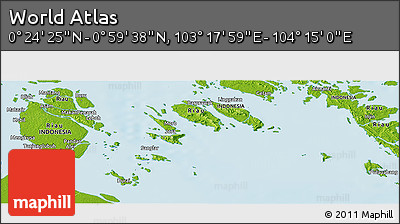 Physical Panoramic Map of the Area around 0° 42' 2" N, 103° 46' 30" E