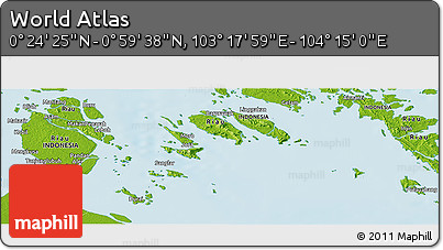 Physical Panoramic Map of the Area around 0° 42' 2" N, 103° 46' 30" E
