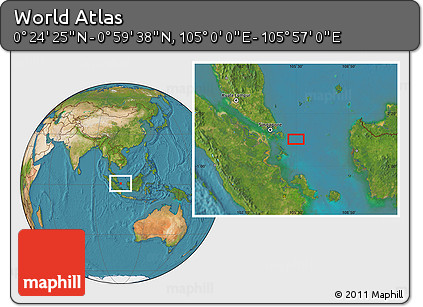 Satellite Location Map of the Area around 0° 42' 2" N, 105° 28' 29" E
