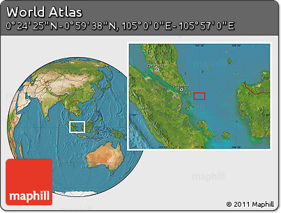 Satellite Location Map of the Area around 0° 42' 2" N, 105° 28' 29" E