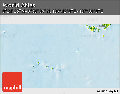 Physical 3D Map of the Area around 0° 42' 2" N, 107° 10' 30" E