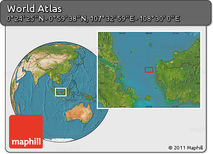 Satellite Location Map of the Area around 0° 42' 2" N, 108° 1' 30" E