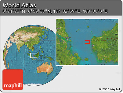 Satellite Location Map of the Area around 0° 42' 2" N, 108° 1' 30" E