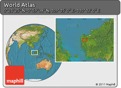 Satellite Location Map of the Area around 0° 42' 2" N, 109° 43' 29" E