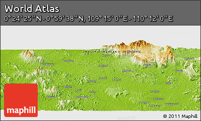 Physical Panoramic Map of the Area around 0° 42' 2" N, 109° 43' 29" E