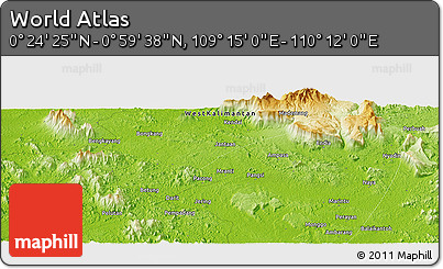Physical Panoramic Map of the Area around 0° 42' 2" N, 109° 43' 29" E