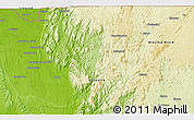 Physical 3D Map of the area around 0° 42' 2" N, 10° 16' 30" E
