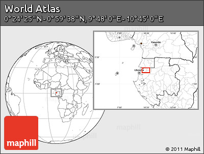 Blank Location Map of the Area around 0° 42' 2" N, 10° 16' 30" E