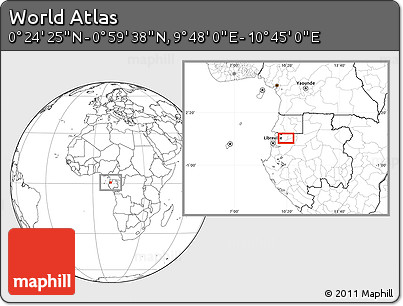 Blank Location Map of the Area around 0° 42' 2" N, 10° 16' 30" E