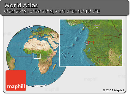 Satellite Location Map of the Area around 0° 42' 2" N, 10° 16' 30" E
