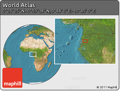 Satellite Location Map of the Area around 0° 42' 2" N, 10° 16' 30" E