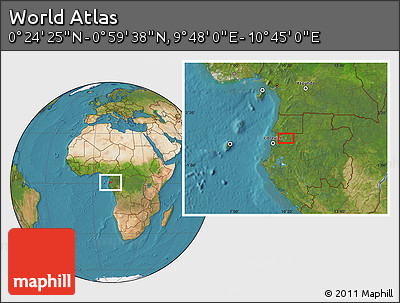 Satellite Location Map of the Area around 0° 42' 2" N, 10° 16' 30" E