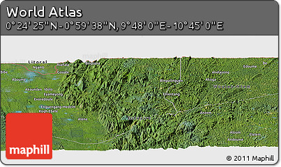 Satellite Panoramic Map of the Area around 0° 42' 2" N, 10° 16' 30" E