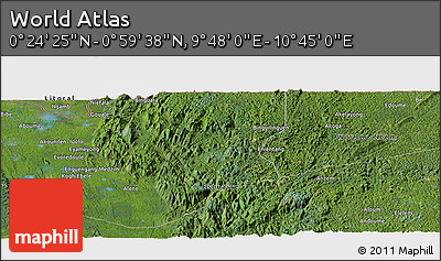 Satellite Panoramic Map of the Area around 0° 42' 2" N, 10° 16' 30" E
