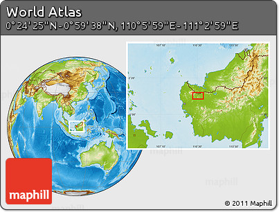 Physical Location Map of the Area around 0° 42' 2" N, 110° 34' 29" E