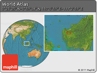 Satellite Location Map of the Area around 0° 42' 2" N, 110° 34' 29" E