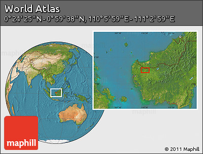 Satellite Location Map of the Area around 0° 42' 2" N, 110° 34' 29" E