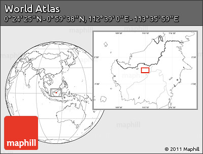 Blank Location Map of the Area around 0° 42' 2" N, 113° 7' 30" E