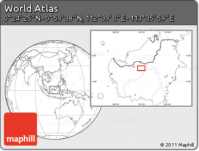 Blank Location Map of the Area around 0° 42' 2" N, 113° 7' 30" E