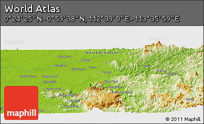 Physical Panoramic Map of the Area around 0° 42' 2" N, 113° 7' 30" E