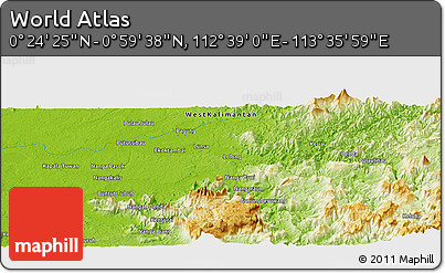 Physical Panoramic Map of the Area around 0° 42' 2" N, 113° 7' 30" E