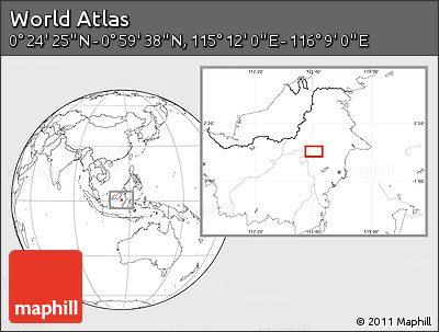 Blank Location Map of the Area around 0° 42' 2" N, 115° 40' 30" E