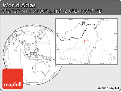 Blank Location Map of the Area around 0° 42' 2" N, 115° 40' 30" E