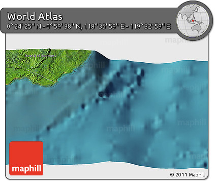 Satellite 3D Map of the Area around 0° 42' 2" N, 119° 4' 29" E