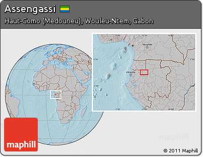 Gray Location Map of Assengassi, hill shading
