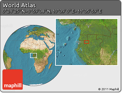 Satellite Location Map of the Area around 0° 42' 2" N, 11° 7' 30" E